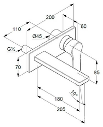 Смеситель для раковины, настенный, однорычажный, без внутренней части арт.38242, хром Kludi Zenta SL 482470565