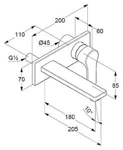 Смеситель для раковины, настенный, однорычажный, без внутренней части арт.38242, хром Kludi Zenta SL 482470565