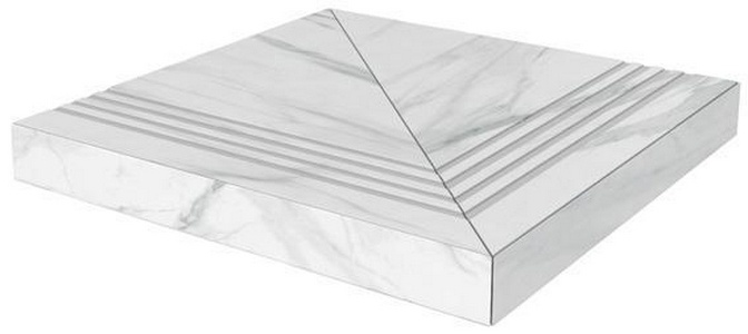 Ступени Kerama Marazzi Монте Тиберио Ступень угловая клееная универсальная  лаппатированный ZZ 33x33 Белый 