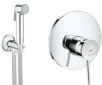 Гигиенический комплект BauClassik, для скрытого монтажа (гигиен. лейка, шланг, держатель, смес. д/скрытого монтажа со скрытой частью) ZZ Grohe BauClassic 124902