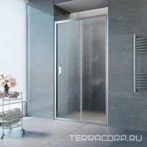 Дверь в нишу , 130x190 см, двухсекционная раздвижная, профиль глянцевый хром, стекло шиншилла ZZ Vegas Glass ZP ZP 130 08 02