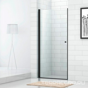 Дверь в нишу 900(892х905)хh1900мм, правая/левая, распашная, вход 820мм, (стекло текстурное Punto 6мм, фурн.цв.черный матовый),  ZZ Cezares Eco ECO-O-B-1-90-C-NERO