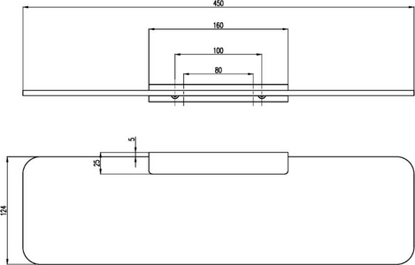 Полка стеклянная 450х124мм, (цв.хром/стекло матовое),  ZZ Villeroy & Boch Elements – Striking TVA15202400061