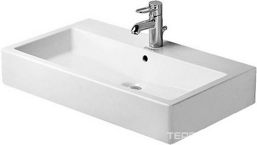 Раковина 800x470мм, с 1 отв. д/смес., с переливом, установка на столешницу (крепл в компл.),  ZZ Duravit Vero 0454800000