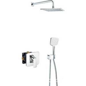 Комплект встраиваемого смесителя для ванны/душа (смеситель с внешней и встраив.частью, лейка, шланг, верхний душ с кронштейном), цв.хром XX Kludi Pure&Style 406300575