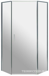 Душевой уголок 1000х1000хh1950мм, 5-ти угольный, распашная дверь с 2 неподв.сегментами, правая/левая, (стекло прозр.5мм, фурнит. цв.хром), Uno-195 ZZ