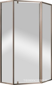 Душевой уголок 900х900хh1950мм, 5-ти угольн, правый/левый, 1 распашн.дверь с 2 неподв.сегментами,вход 480мм,(стекло прозр.6мм, фурн.цв.бронза),  ZZ Cezares Eco ECO-O-P-1-90-C-Br
