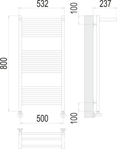 Полотенцесушитель  водяной с полкой  П16 500х800 мм, цвет хром ZZ Terminus Аврора 4670078529428
