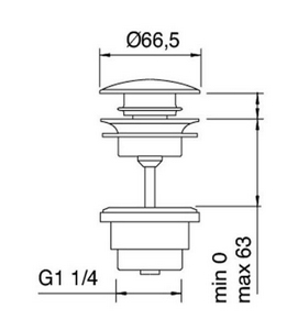 Пробка для сливного отверстия раковины, нажимная, "Click-Clack", G 1 1/4, для раковин с переливом и без,(цв.нерж.сталь),  ZZ Zazzeri Z316 3300 K302 A00