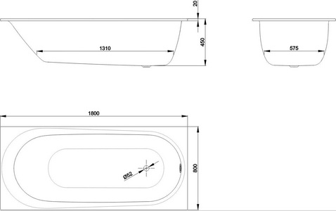 Ванна 180х80хh45см, с шумоизоляцией, БЕЗ ножек арт.B23-1500 и удлинённого слива-перелива, (сталь цв. белый), Bette ZZ Bette Comodo 1251-000