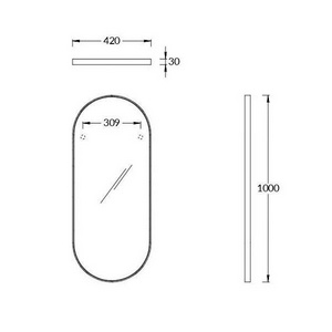 Зеркало овальное 100*42 см, цв. черный матовый XX Kerama Marazzi Cono CO.mi.P.42\BLK