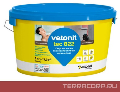 Вебер ветонит Гидроизоляция tec 822  8кг. Vetonit Vetonit 1006081