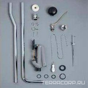 Механизм смыва, трубы слива, патрубки, соединения, цепочка, ручка, крепёж, для "Высокого" бачка, (цв. хром), Simas ZZ Simas Универсал R 01 cromo