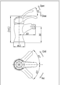Смеситель для биде, с д/к, (цв.бронза),  ZZ Cezares Lira LIRA-C-BS1-02