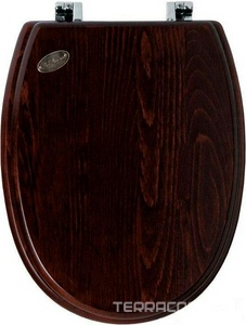 Сиденье для напольного унитаза, с микролифтом, (дерево цв. орех, крепления цв. хром),  ZZ Simas Londra LO 008
