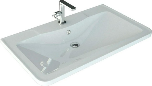 Раковина накладная (мебельная) 79,7x45х15 см, 1 отверст. под см-ль, искуств.камень, цв. белый, ZZ Style Line Атлантика ЛС-00000616