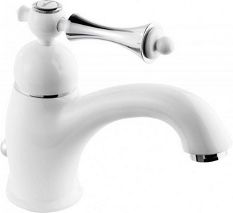 Смеситель для раковины, с д/к, (цв.белый матовый, ручка белый матовый металл),  ZZ Cezares Margot MARGOT-LSM1-BIO