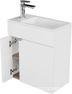 Тумба подвесная "" -50 см, 2 полки, БЕЗ раковины, цв. белый Kerama Marazzi LATO LA.50\WHT/LAT.50.1\WHT