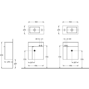 Тумба подвесная "" -50 см, 2 полки, БЕЗ раковины, цв. белый Kerama Marazzi LATO LA.50\WHT/LAT.50.1\WHT