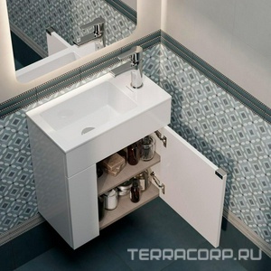 Тумба подвесная "" -50 см, 2 полки, БЕЗ раковины, цв. белый Kerama Marazzi LATO LA.50\WHT/LAT.50.1\WHT