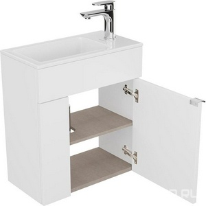 Тумба подвесная "" -50 см, 2 полки, БЕЗ раковины, цв. белый Kerama Marazzi LATO LA.50\WHT/LAT.50.1\WHT