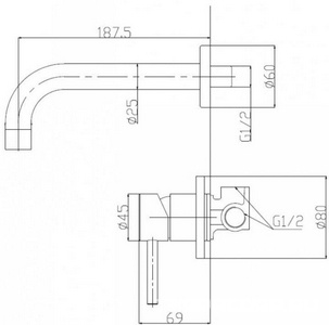 Смеситель для раковины, встраиваемый в стену, (нерж.сталь, цв.сатин),  ZZ BelBagno Etna ETN-BLVM-2-IN