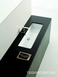 Раковина встраиваемая в столешницу снизу, прямоугольная 900х330мм, без отв. д/смесит., с переливом, без компл.крепл.арт.ACA001, (цв. белый), Gea ZZ ArtСeram gea GEL002 01; 00