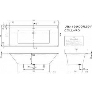 Ванна 1900х900хh470мм, (акрил цв.01 белый), слив-перелив цв.хром в компл., БЕЗ ножек арт.U99740000,  ZZ Villeroy & Boch Collaro UBA199COR2DV-01