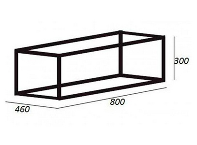 Одноярусный подвесной стальной сварной каркас под раковину, 80х46х30см, (цв.Nero),  ZZ Cezares Cadro CADRO-80/46/30-1C-SO-MET-ST