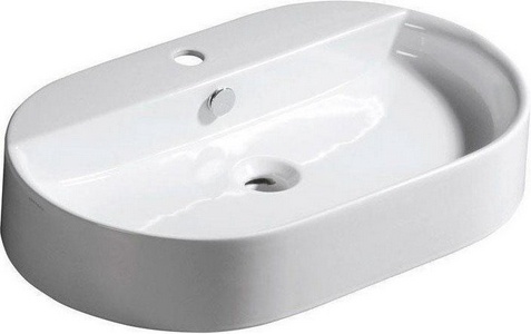 Раковина накладная на столешницу, овальная, 650х400хh120мм, с 1 отв.д/смесит., с переливом,  ZZ Kerasan Ciotola 028501