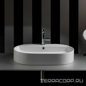 Раковина накладная на столешницу, овальная, 650х400хh120мм, с 1 отв.д/смесит., с переливом,  ZZ Kerasan Ciotola 028501