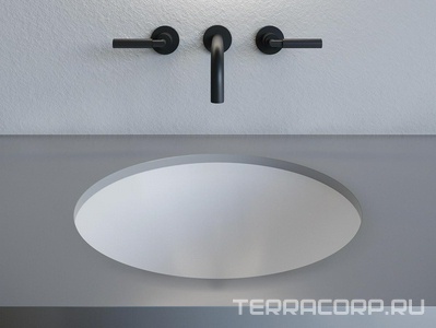 Раковина встраив.в столешн.снизу,круглая 420х420хh138мм,без отв.д/смес,без перелива,без донного клапана,литой камень S-Stone мат,цв.белый,  05 ZZ Salini Marea 1802205M