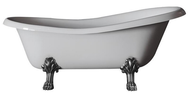 Ванна свободностоящая 170х81хh74cм, на лапах "LEONE" LUX, слив-перелив в компл., (искусственный камень цв.белый, фурнитура цв.хром),  ZZ Migliore Bella 23132