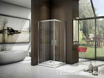 Душевое ограждение "Latte" CR-90, стекло прозрачное, 5 мм.,БЕЗ поддона, профиль хром ZZ Good Door LATTE ЛА00006