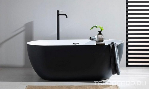 Акриловая ванна, свободностоящая "Delight" 170x78, слив-перелив, цвет белый/черный–матовый  Black matte, ZZ Aquanet delight 00289723