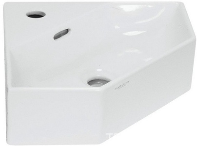 Раковина угловая накладная  35, без крепежа (арт 0030107), цв белый Sanita Luxe Line WB.CR/Line/35-C/WHT.G/S1