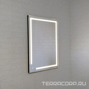 Зеркало 60х80 см, универсальный монтаж, LED подсветка с сенсорным выключателем, черный алюминиевый профиль КЗСК 405 4050608ску