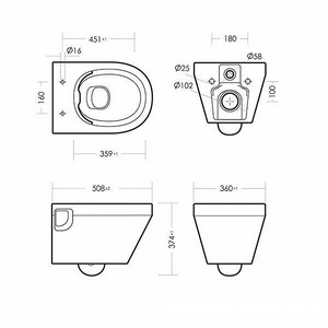 Унитаз подвесной безободковый Novel Rimless Slim, тонкая крышка-сиденье с микролифтом в компл Sanita Luxe Novel Slim WC.WH/Novel/SlimDM.Rim/WHT.G/S1