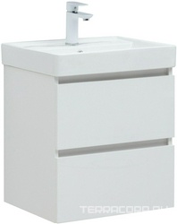 Тумба подвесная Вега 50 см с 2 выдвижных ящиками, без раковины Ирис 50, цвет белый, ZZ