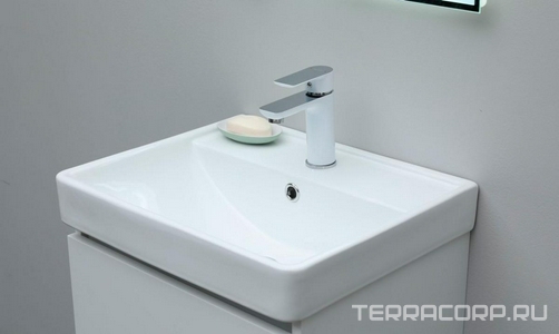 Тумба подвесная  50 см с 2 выдвижных ящиками, без раковины Ирис 50, цвет белый, ZZ Aquanet Вега 308332