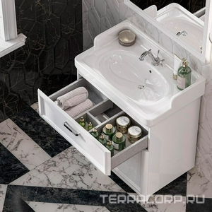 Тумба напольная "-NEW" 80 см, 3 ящика, БЕЗ раковины арт"PO.wb.80", цв.белый глянец XX Kerama Marazzi Pompei PO.N.80.3\WHT