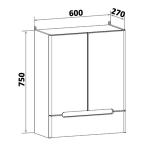 Шкаф подвесной 600x270x750 мм (цв.белый),  ZZ Runo Парма 00-00001042