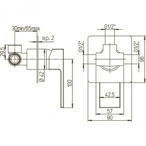 Смеситель для душа, встраиваемый в стену, (цв.хром),  ZZ Paini Grazia 21CR690