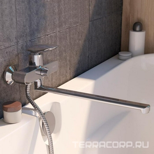 Смеситель для ванны и душа с длинным изливом, без душевых аксессуаров, цв. хром ZZ Iddis stone STOSB00i10WA