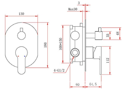 Смеситель для ванны с душем, внутренняя часть в компл., верхний, ручной душ, см-ль, излив, цв. хром, ZZ Berges VENTAS 073007