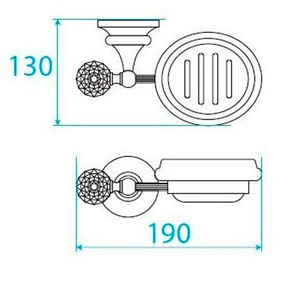 Мыльница настенная керамическая, (цв.золото, Swarovski),  ZZ Cezares Olimp OLIMP-SOD-03/24-Sw