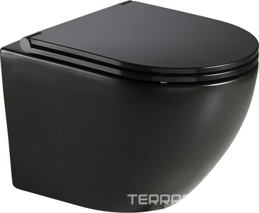 Унитаз подвесной Azario Grado 490х370х360 безободковый, быстросъем. сиденье с микролифт в компл., цв. черный  ZZ Azario Gloria AZ-0046N-MB