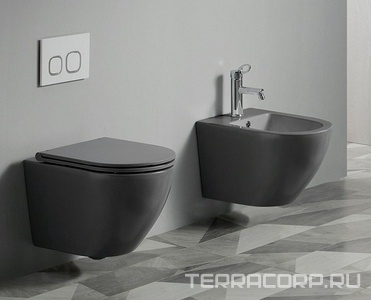 Унитаз подвесной Azario Grado 490х370х360 безободковый, быстросъем. сиденье с микролифт в компл., цв. черный  ZZ Azario Gloria AZ-0046N-MB