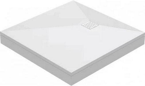 Поддон "" 90x90, плоский, литьевой мрамор, без сифона, цв.белый ZZ Bas Essentia ЛП00183
