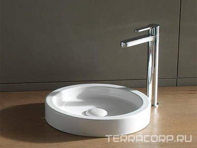 Раковина накладная на столешницу, круглая, 35х35хh6см, без отв.д/смесителя,   ZZ Scarabeo Bucket 8811